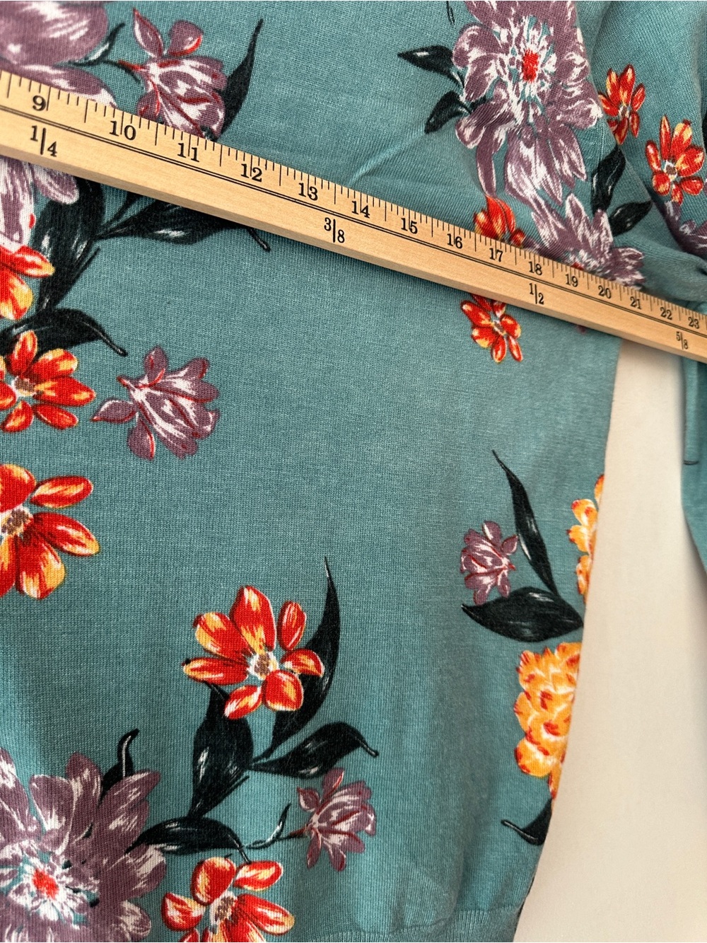 Daniel Rainn Teal Sweater with Multicolor Floral Accents viscose blend - Picture 5 of 7